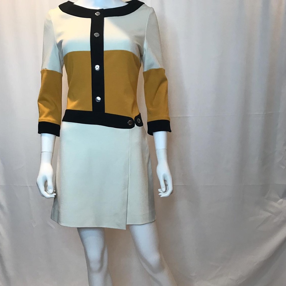Karen Millen Colorblock Midi Dress - Mustard and Black